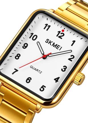 Skmei 1954gdwt gold-white, годинник, білий, золотий, стильний, міцний, чоловічий, на кожен день, механічний2 фото
