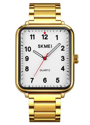 Skmei 1954gdwt gold-white, годинник, білий, золотий, стильний, міцний, чоловічий, на кожен день, механічний1 фото