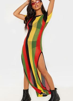 Літня пляжна трикотажна сукня плаття довге prettylittlething