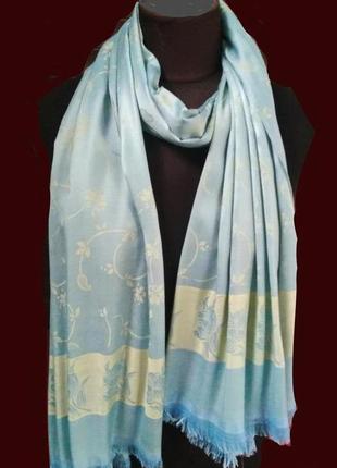 Распродажа, красивый шарф женский, весенне- осенний, 180 х 70 см, голубой, новый, хорошее качество2 фото