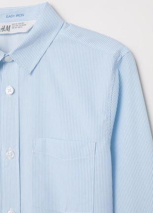 Рубашка в бело-голубую полоску easy iron h&m2 фото