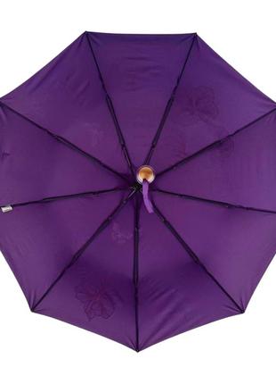 Фіолетова складна жіноча парасолька з квітами6 фото