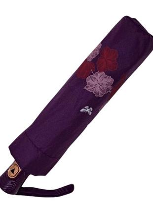 Фіолетова складна жіноча парасолька з квітами2 фото