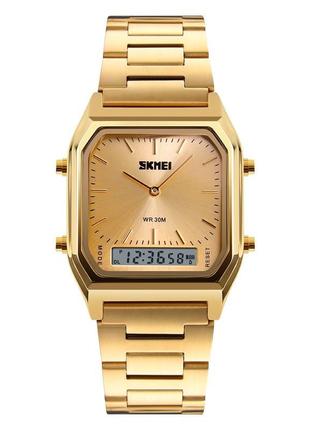 Skmei 1220gd gold, годинник, золоті, стильні, міцні, чоловічі, на кожен день, механічні