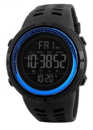 Мужские спортивные, тактические часы skmei 1251bu (black-blue) чёрно-синий, электронные, 50атм, 50м, подсветка2 фото