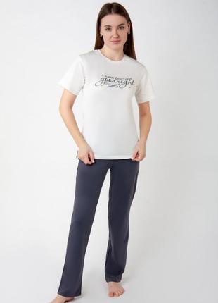 Жіноча легка піжама бавовняна, комплект домашній жіночий штани та футболка