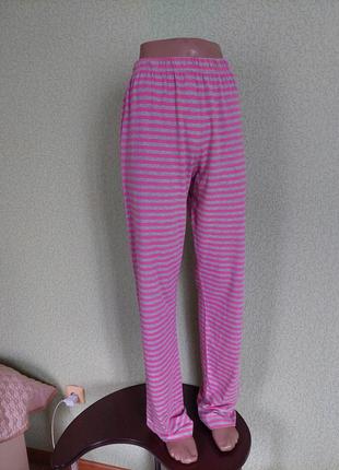 Піжамні штани в сіро-рожеву смужку  100% котон3 фото