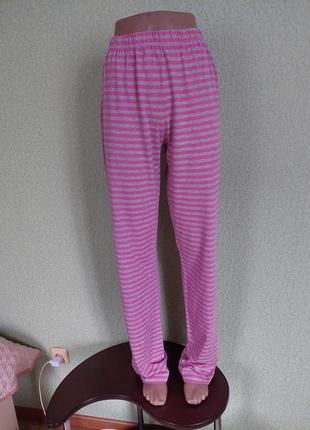 Піжамні штани в сіро-рожеву смужку  100% котон2 фото