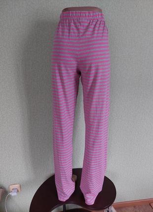 Піжамні штани в сіро-рожеву смужку  100% котон5 фото