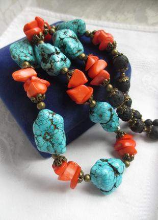 Этнобусы бирюза коралл и лава