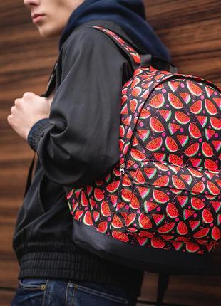 Женский рюкзак повседневный с принтом кавуна черно-красный