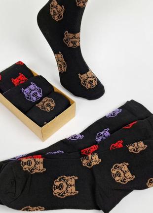 Набор мужских носков 3 пары 40-45р, демисезон, черные в подарочной коробке2 фото