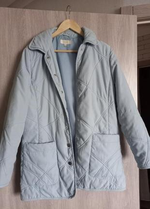 Куртка рубашка стьобана  блакитна marks&spencer розмiр 14  йде на 12