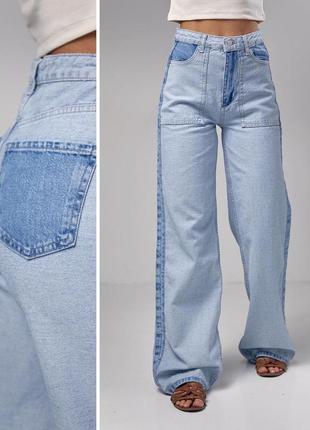 Жіночі джинси з лампасами та накладними кишенями1 фото