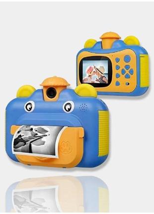 Детская камера 12 мп 1080p с функцией печати детский фотоаппарат синий2 фото