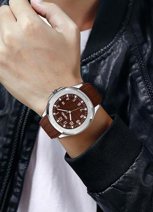 Skmei 9286bn brown, годинник, коричневі, метал, стильні, міцні, чоловічі, на кожен день, механічні3 фото