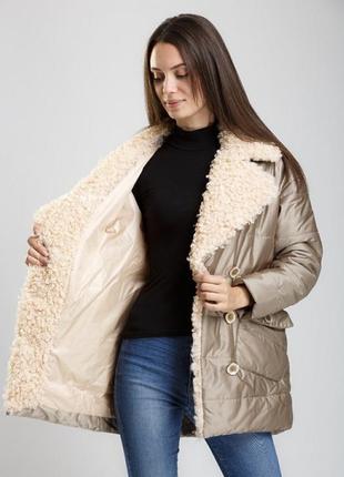 Alberto bini золотиста куртка жіноча пуховик бежевий пальто бежеве