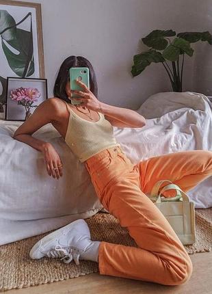 Круті якісні актуальні помаранчеві бавовняні прямі джинси straight mid waist jjxx