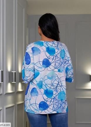 Блуза женская тонкая легкая красивая удобная свободная из натурального штапеля больших размеров батал 50-569 фото