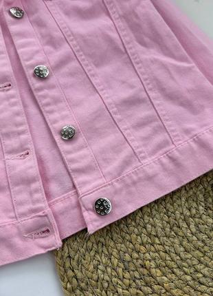 Детская розовая джинсовая куртка барби 6-9р турция5 фото