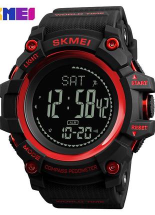 Skmei 1356rd black-red + compass, часы, мужские, многофункциональные, электронные, стильные, на каждый день1 фото