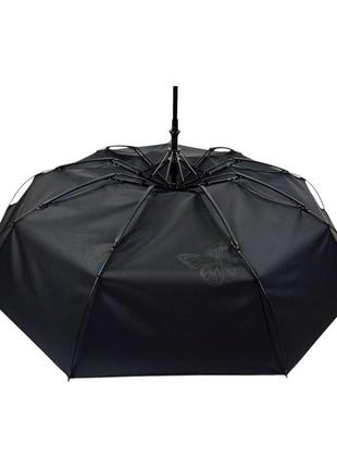 Чорна складна жіноча парасолька з квітами8 фото