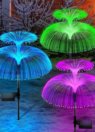 Светодиодный солнечный садрвый светильник "медуза" фонарь уличный для сада дачи