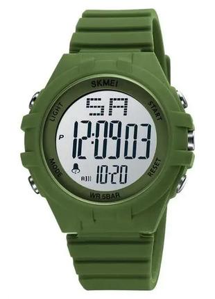 Тактические мужские часы skmei 1715ag (army green), олива, подсветка, электронные, водостойкие, 50м, 50атм