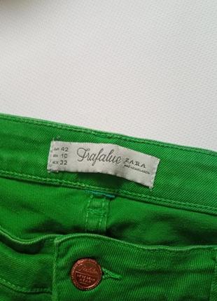 Женские яркие зелёные джинсы zara 💚4 фото