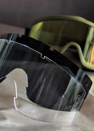 Тактические защитные очки олива со сменными линзами,темная, прозрачная и янтарная, поликарбонатное стекло2 фото