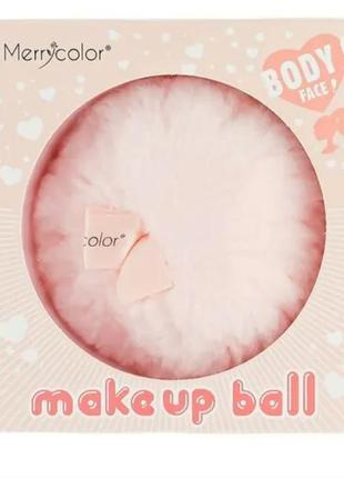 Мерехтливий хайлайтер-пуф, пуховка с блесками  для обличчя та тіла merry color