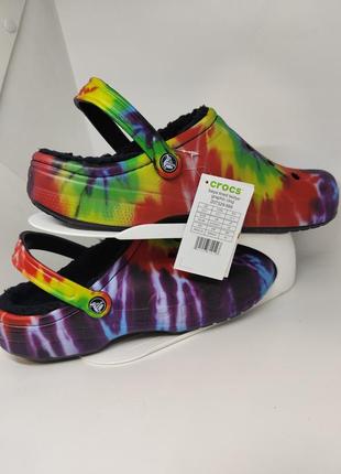 Утеплені крокси crocs classic lined tie dye clogs (206341-0c4) оригінал ,нові
