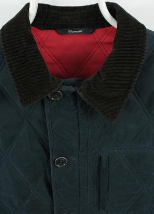 Стьобана демісезонна куртка faconnable quilted navy corduroy collar jacket2 фото