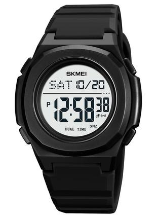 Skmei 2023bkwt black-white, часы, черные, белые, стильные, прочные, мужские, на каждый день, электронные1 фото