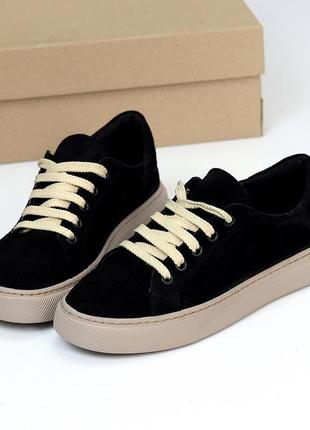 Кеди "heart", чорний, натуральна замша