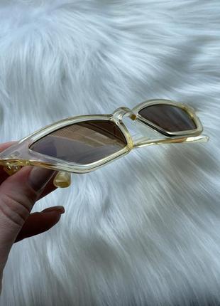 Новые солнцезащитные очки кошачий глаз желтые с коричневыми линзами4 фото