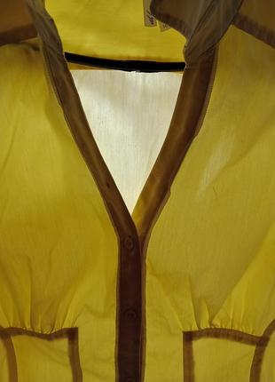 Тоненькая рубашк/блузка/блуза с коротким рукавом цвета солнца лимона.10 фото