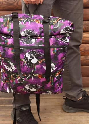 Мужской городской рюкзак rolltop с принтом2 фото