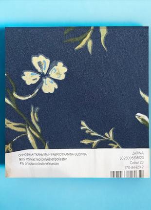 Міді сукня з поясом, рукав 3/4 синього кольору із квітковим принтом4 фото