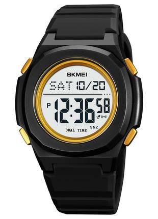 Skmei 2023bkgd-wt black-gold white, годинник, чорний, жовтий, стильний, міцний, чоловічий, на кожен день