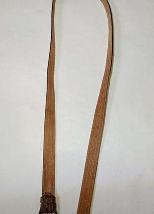 Коричневый натуральный кожаный женский ремень,ремешок,пояс с контрастной нитью.8 фото