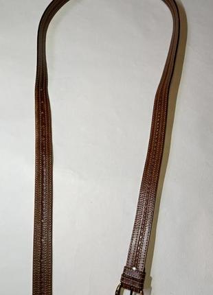 Коричневый натуральный кожаный женский ремень,ремешок,пояс с контрастной нитью.7 фото