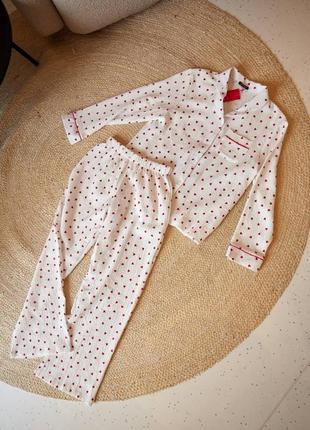 Трендовый пижамный комплект со штанами двойка в сердечко4 фото