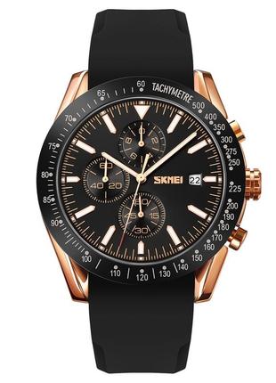 Skmei 9253prgbk rose gold-black sil, годинник, чорний, золотий, стильний, міцний, чоловічий, на кожен день