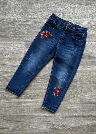 Стильні джинси на дівчинку з вишивкою в квіти walflower 110/51 фото