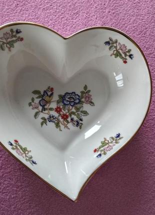Коллекционная фарфоровая тарелка, менажница в форме сердца, ирландия1 фото