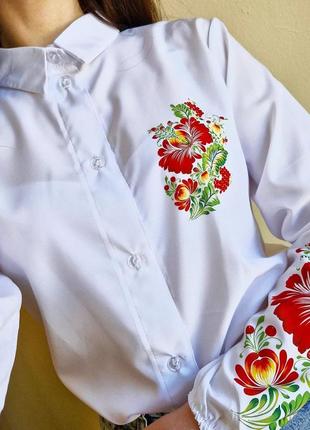Блузка з принтом, блуза в українському стилі, патріотична кофта4 фото