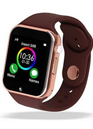 Смарт-годинник smart watch a1 розумний електронний зі слотом під sim-карту + карту пам'яті micro-sd. колір: золотий5 фото
