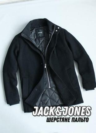 Jack & jones premium шерстяное мужское пальто с подкладкой утепленное черное осеннее джек джонс zara hugo boss tommy hilfiger шерстяное