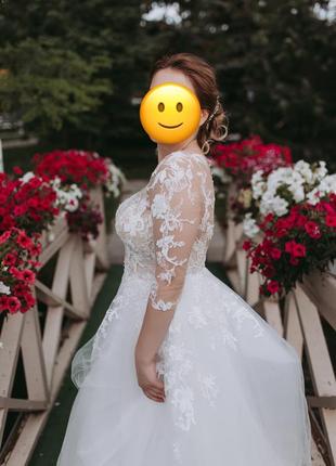 Свадебное платье lite by dominiss. тюль и кружева с расшивкой8 фото